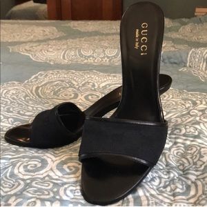 Black Gucci Logo Mules 4inch Heels